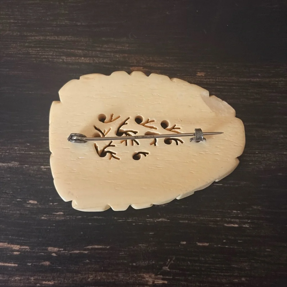 Carved Bone Brooch
